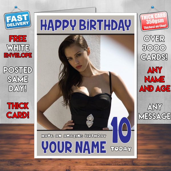 Personalised Jessica Alba 4 Inspired Theme Celebrity Birthday Card