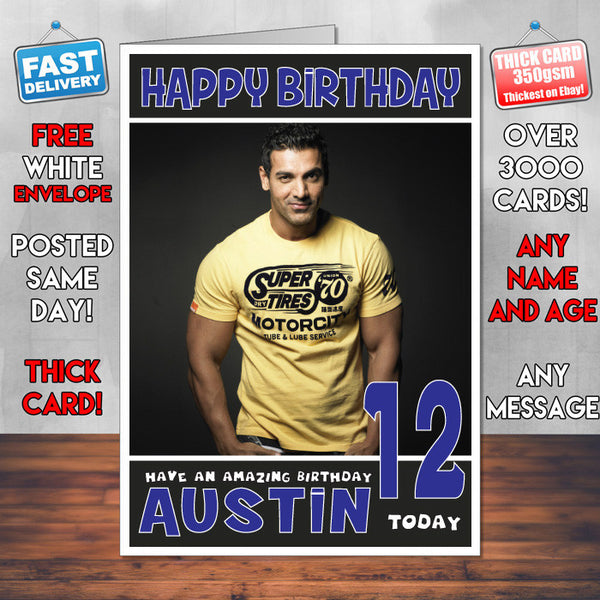 Personalised John Abraham Inspired Theme Celebrity Birthday Card