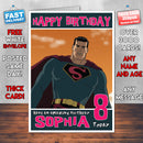 Personalised Justice League Style Inspired Cartoon Birthday Card (SA)