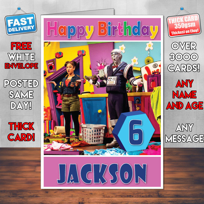 Personalised Justin's House 3 Style Theme Personalised Kidshows Birthday Card (SA)
