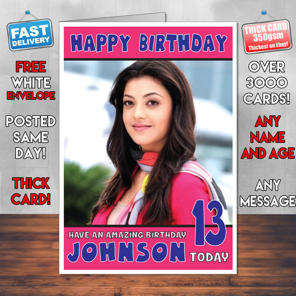 Personalised Kajal Aggarwal 3 Inspired Theme Celebrity Birthday Card