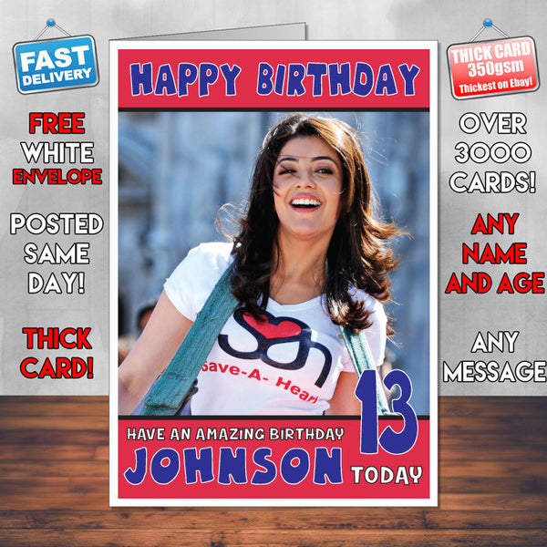 Personalised Kajal Aggarwal 5 Inspired Theme Celebrity Birthday Card