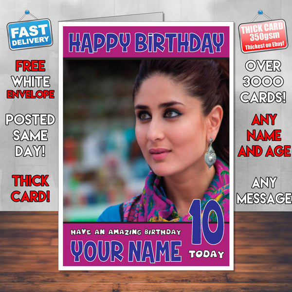 Personalised Kareena Kapoor 1 Inspired Theme Celebrity Birthday Card