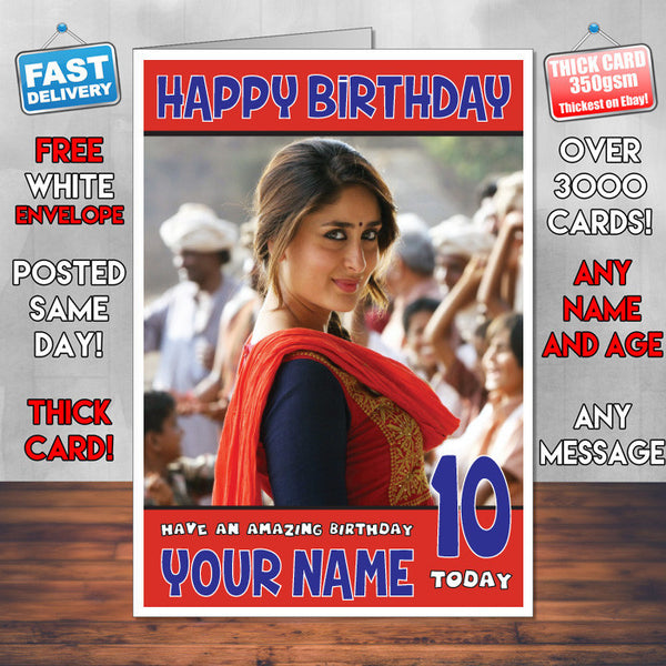 Personalised Kareena Kapoor 6 Inspired Theme Celebrity Birthday Card
