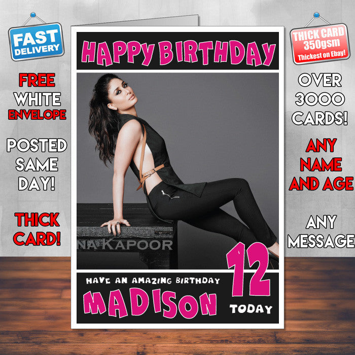 Personalised Kareena Kapoor 2 Bollywood Inspired Style Birthday Card (SA)