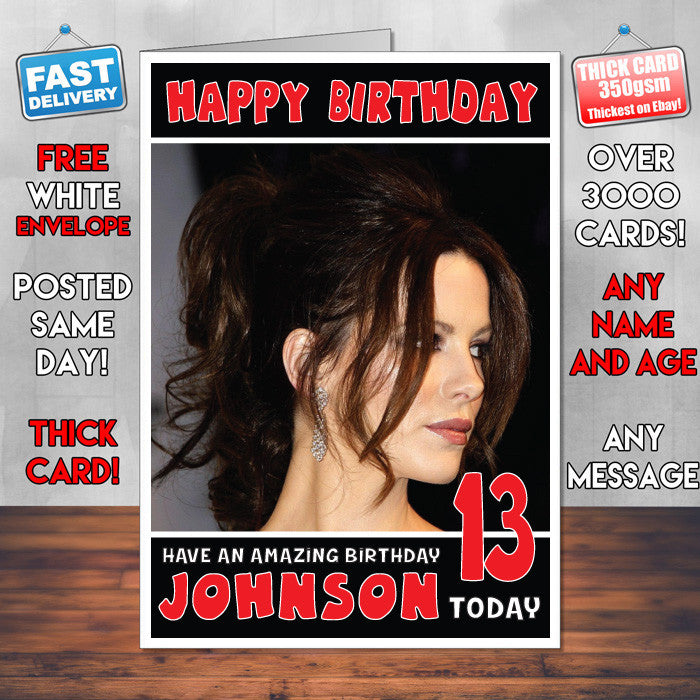 Personalised Kate Beckinsale 7 INSPIRED THEME Celebrity Birthday Card (SA) – Personalised Kate Beckinsale 7 Inspired Theme Celebrity Birthday Card