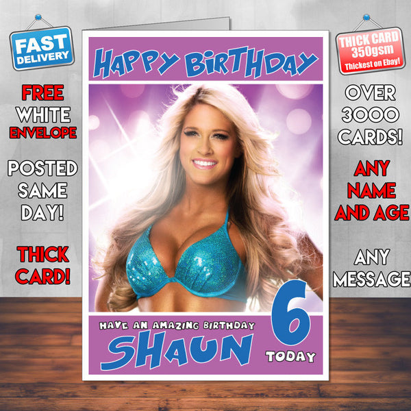Personalised Kelly Kelly WWE Inspired Style Birthday Card (SA)