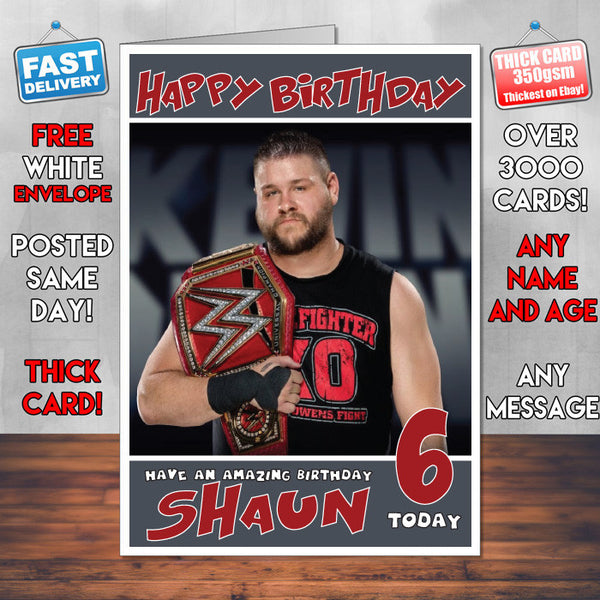 Personalised Kevin Ovens 1 WWE Inspired Style Birthday Card (SA)