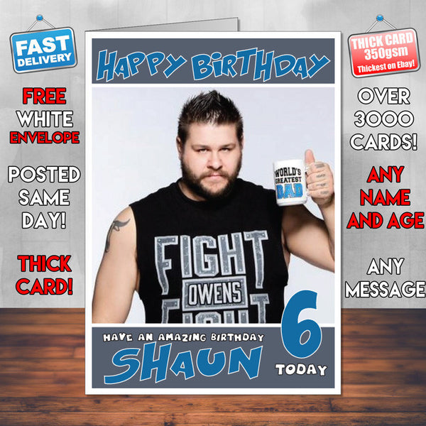Personalised Kevin Ovens 2 WWE Inspired Style Birthday Card (SA)