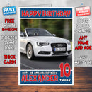 Personalised Kids - Adults - Audi-11 Cars Birthday Card (SA)