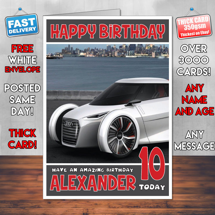 Personalised Kids - Adults - Audi-13 Cars Birthday Card (SA) – Personalised Kids - Adults - Audi-13 Cars Birthday Card