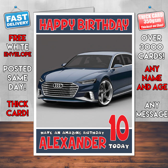 Personalised Kids - Adults - Audi-15 Cars Birthday Card (SA)