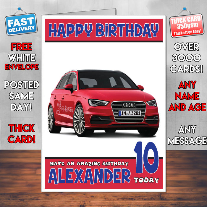 Personalised Kids - Adults - Audi-16 Cars Birthday Card (SA)