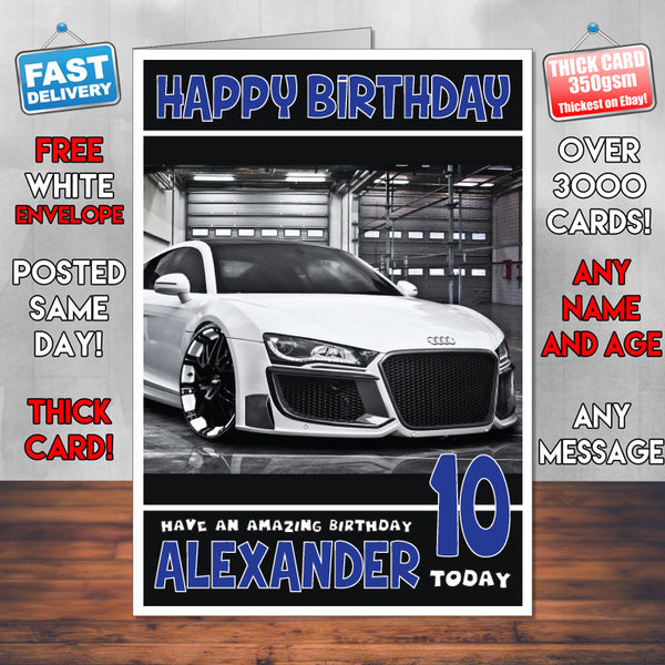 Personalised Kids - Adults - Audi-17 Cars Birthday Card