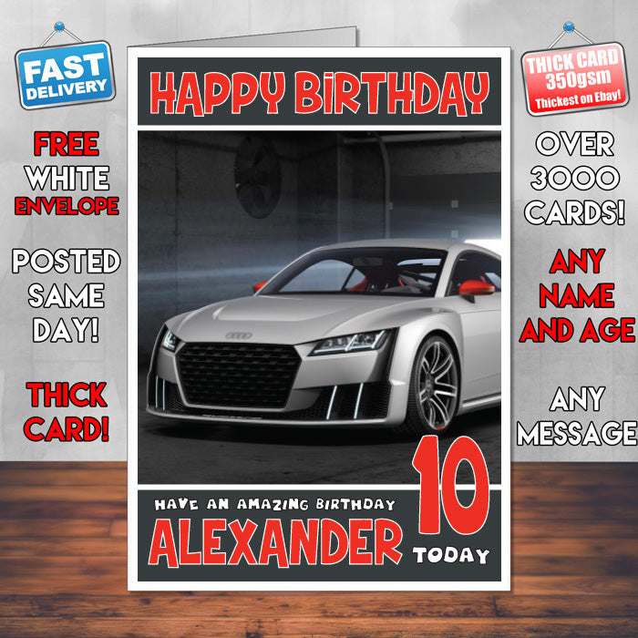 Personalised Kids - Adults - Audi-19 Cars Birthday Card (SA)