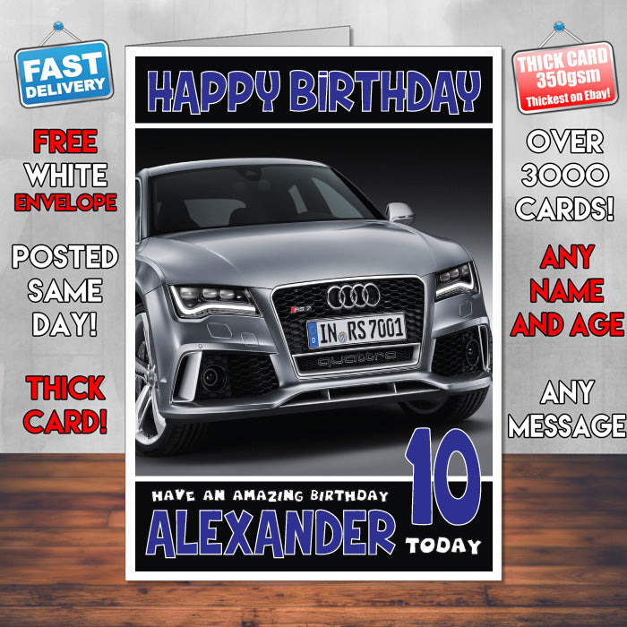 Personalised Kids - Adults - Audi-1 Cars Birthday Card (SA)