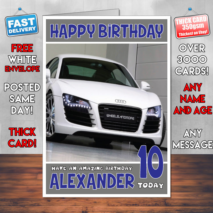 Personalised Kids - Adults - Audi-2 Cars Birthday Card (SA)