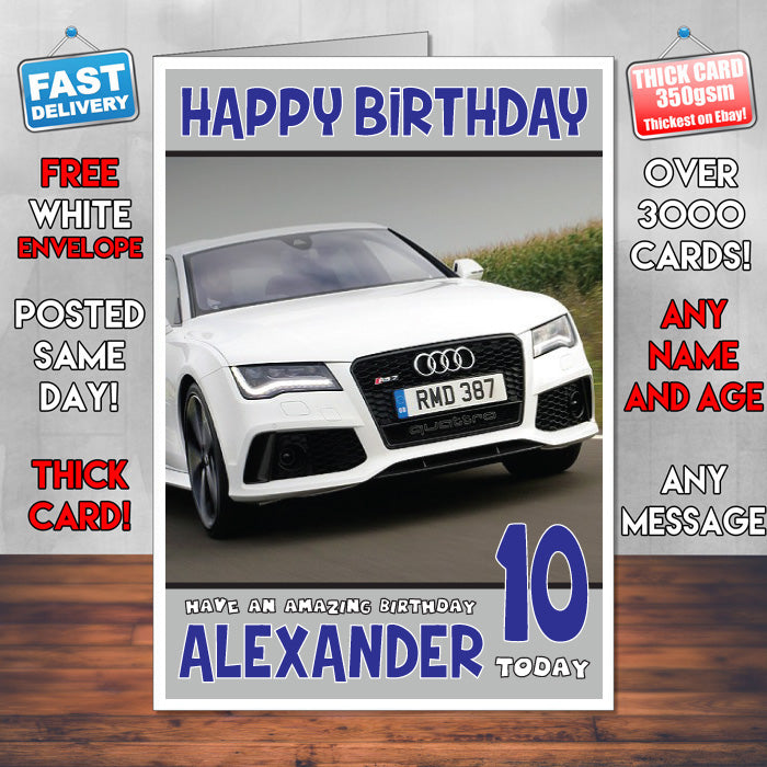 Personalised Kids - Adults - Audi-3 Cars Birthday Card (SA)