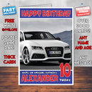 Personalised Kids - Adults - Audi-7 Cars Birthday Card (SA)
