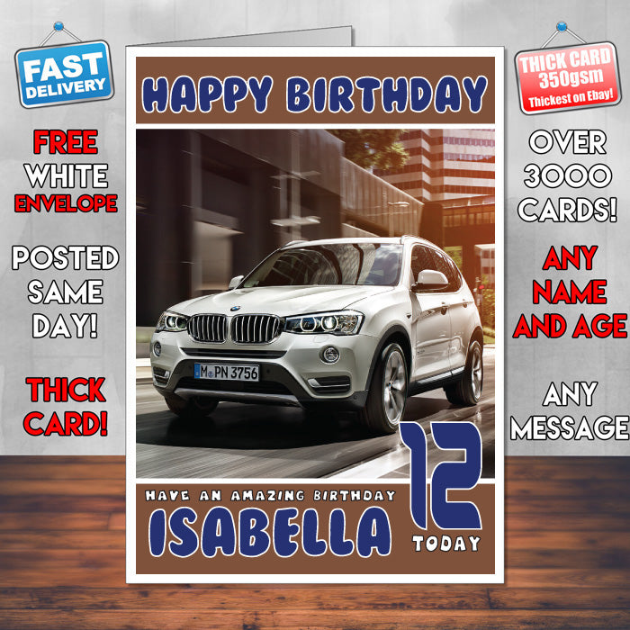 Personalised Kids - Adults - BMW-10 Cars Birthday Card (SA) – Personalised Kids - Adults - BMW-10 Cars Birthday Card
