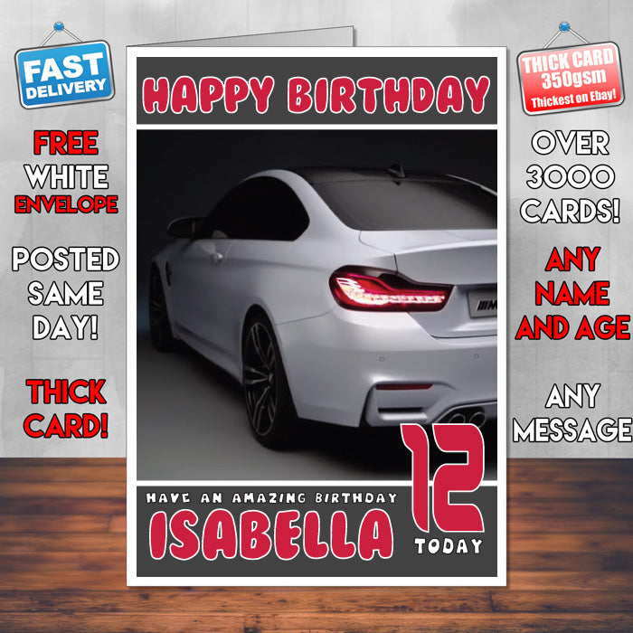 Personalised Kids - Adults - BMW-11 Cars Birthday Card (SA)