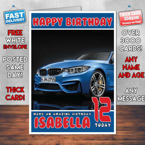 Personalised Kids - Adults - BMW-12 Cars Birthday Card