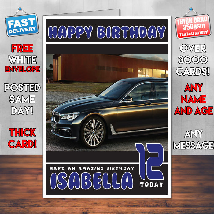 Personalised Kids - Adults - BMW-14 Cars Birthday Card (SA)
