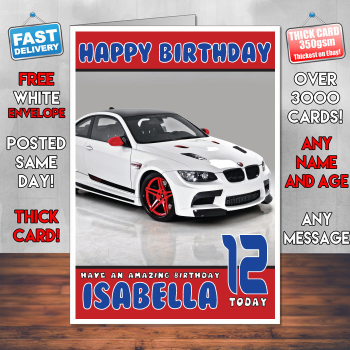 Personalised Kids - Adults - BMW-15 Cars Birthday Card (SA)