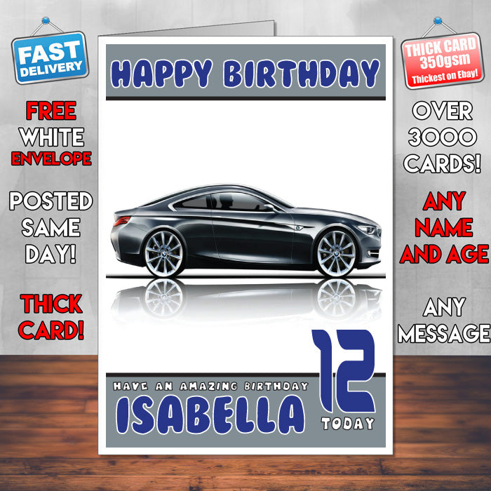 Personalised Kids - Adults - BMW-16 Cars Birthday Card (SA) – Personalised Kids - Adults - BMW-16 Cars Birthday Card