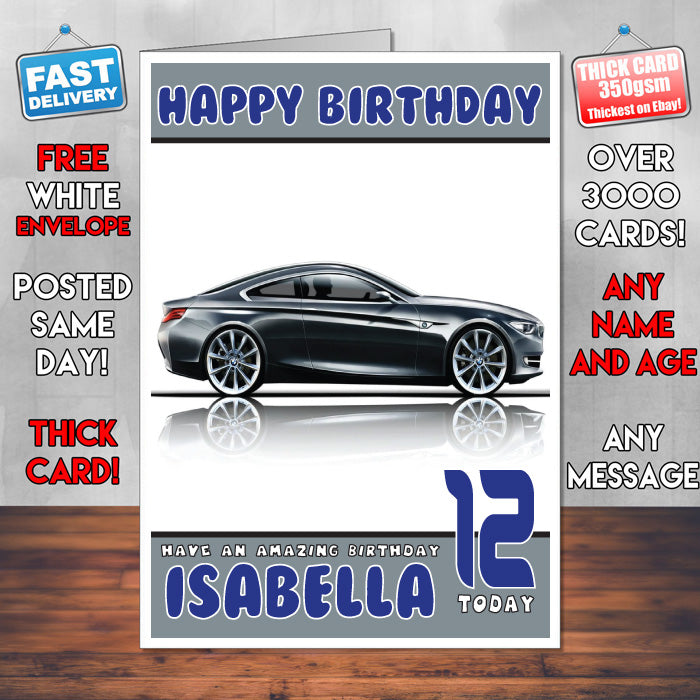 Personalised Kids - Adults - BMW-16 Cars Birthday Card (SA)