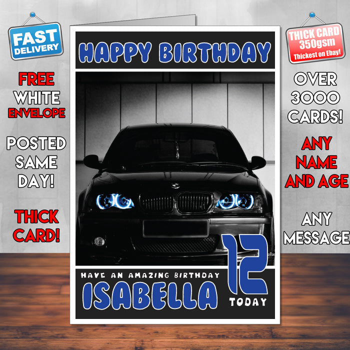 Personalised Kids - Adults - BMW-18 Cars Birthday Card (SA)