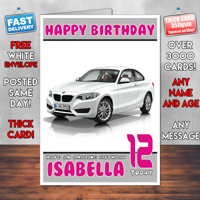 Personalised Kids - Adults - BMW-1 Cars Birthday Card (SA)