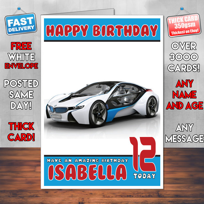 Personalised Kids - Adults - BMW-20 Cars Birthday Card (SA)