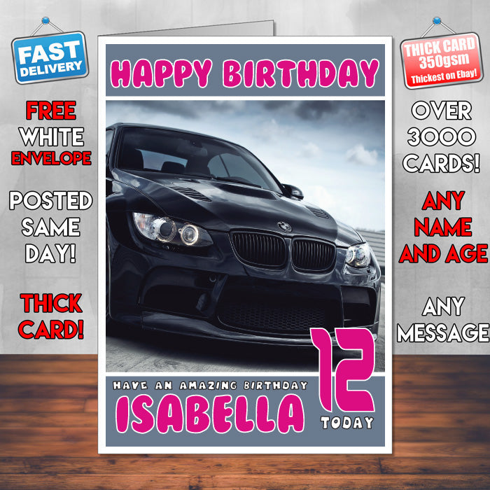 Personalised Kids - Adults - BMW-2 Cars Birthday Card (SA)