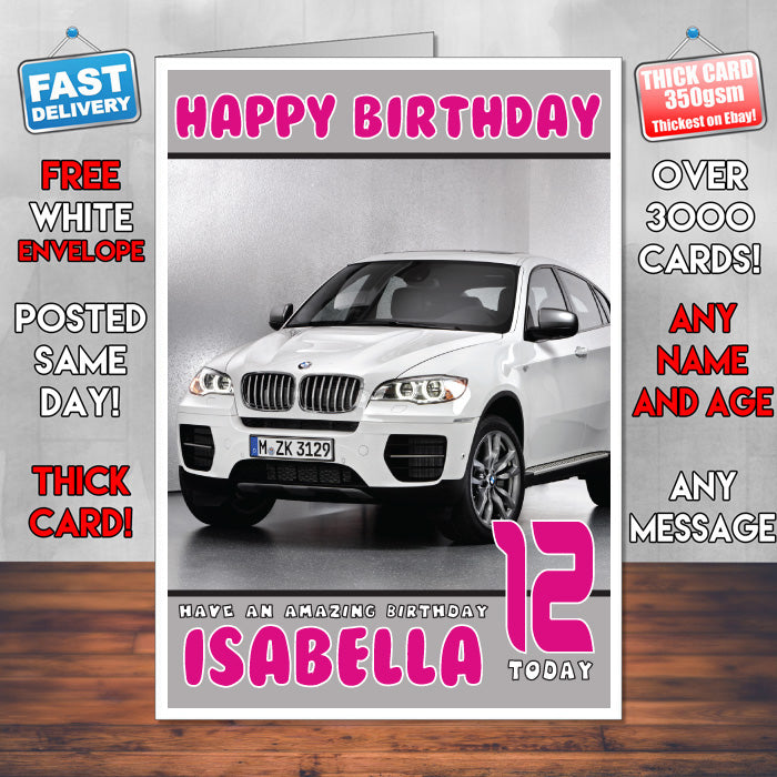Personalised Kids - Adults - BMW-3 Cars Birthday Card (SA)