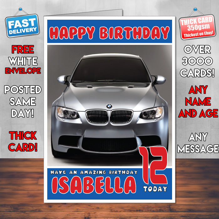 Personalised Kids - Adults - BMW-5 Cars Birthday Card (SA)