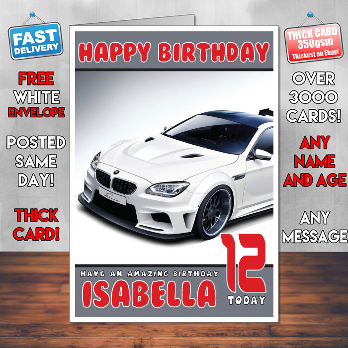 Personalised Kids - Adults - BMW-6 Cars Birthday Card (SA)