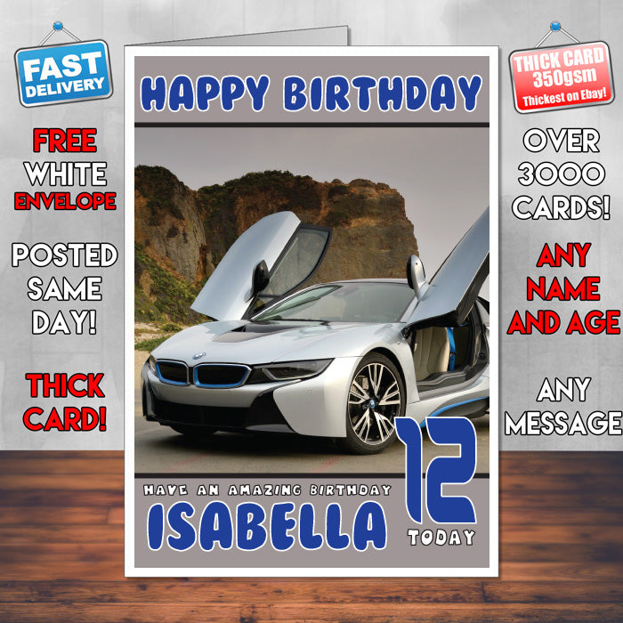 Personalised Kids - Adults - BMW-7 Cars Birthday Card (SA)