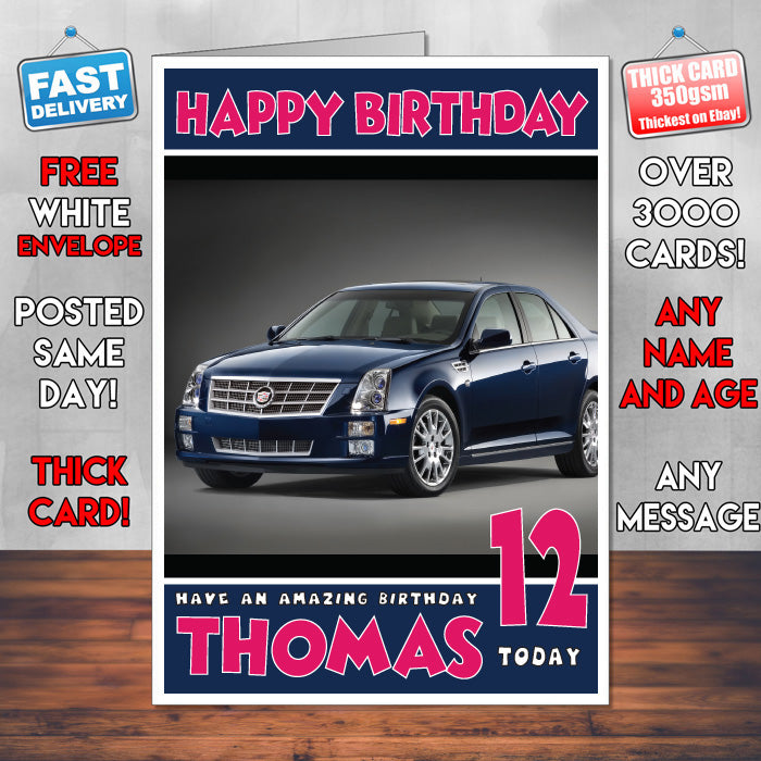 Personalised Kids - Adults - Cadillac-11 Cars Birthday Card (SA)