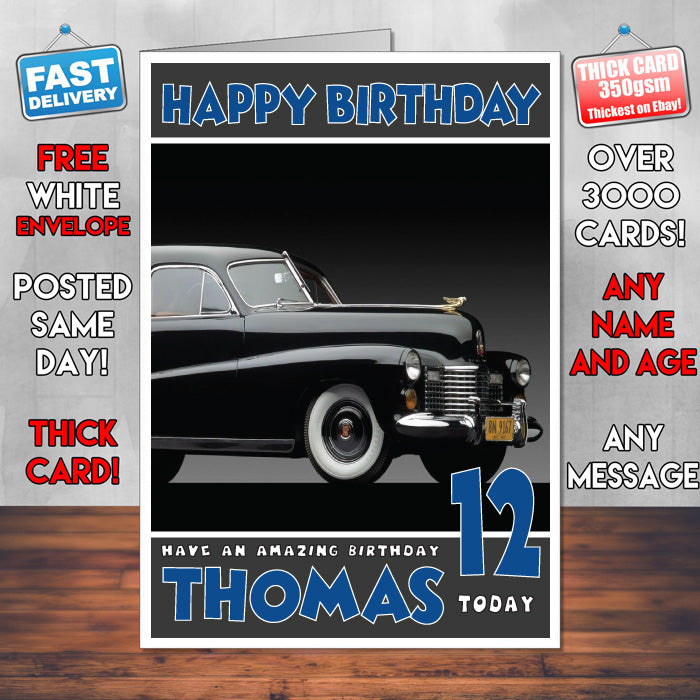 Personalised Kids - Adults - Cadillac-12 Cars Birthday Card (SA)