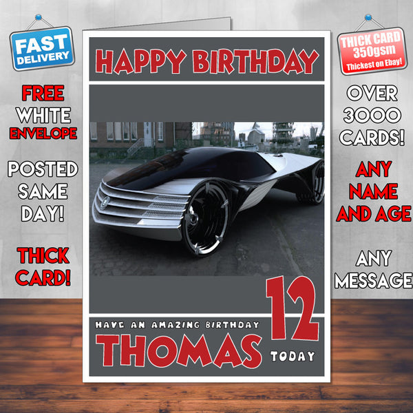 Personalised Kids - Adults - Cadillac-13 Cars Birthday Card
