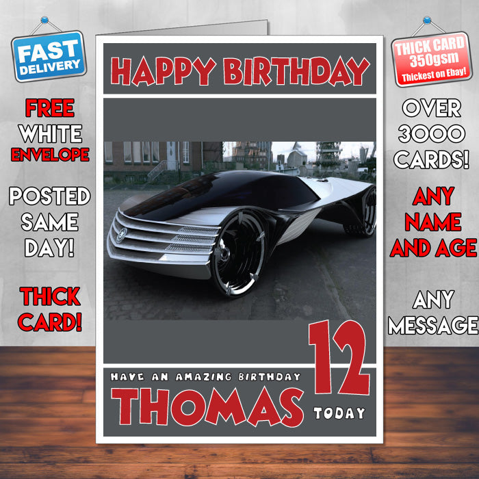 Personalised Kids - Adults - Cadillac-13 Cars Birthday Card (SA)