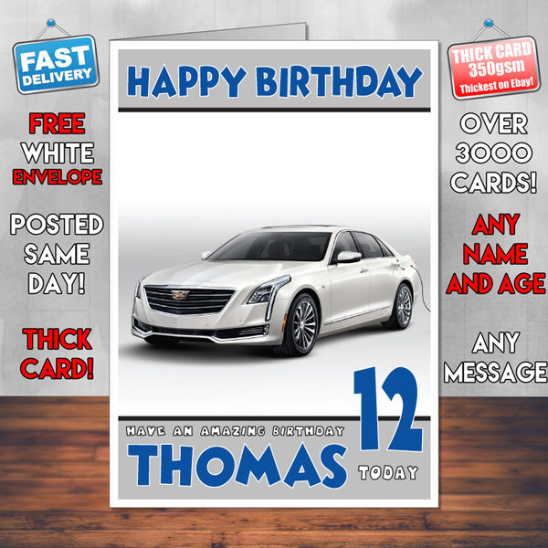 Personalised Kids - Adults - Cadillac-15 Cars Birthday Card