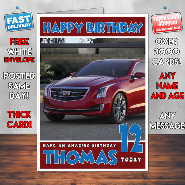 Personalised Kids - Adults - Cadillac-16 Cars Birthday Card