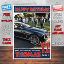 Personalised Kids - Adults - Cadillac-19 Cars Birthday Card (SA)