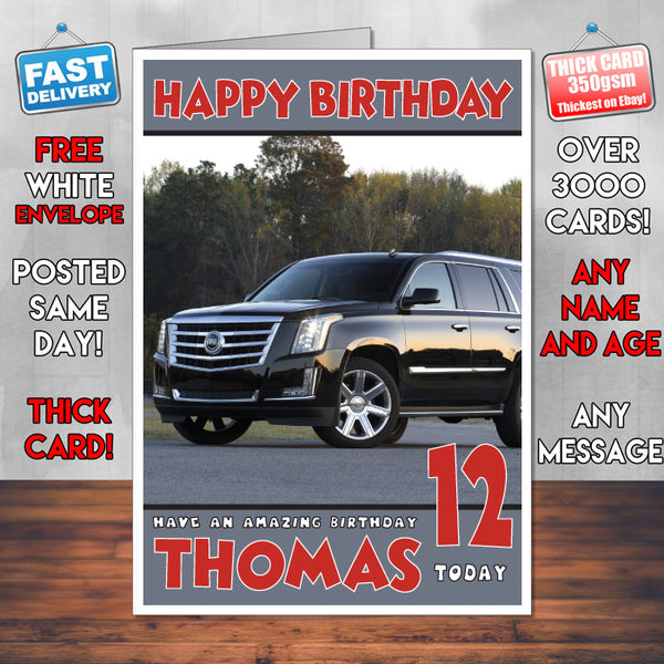Personalised Kids - Adults - Cadillac-20 Cars Birthday Card