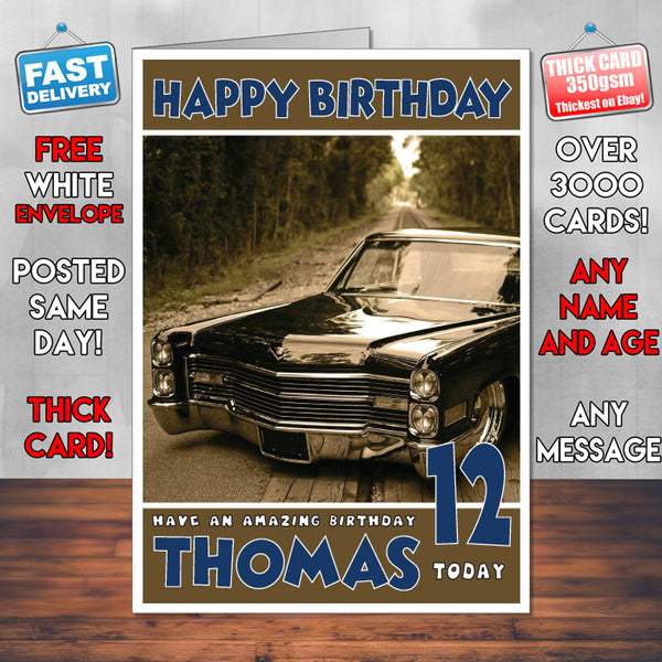 Personalised Kids - Adults - Cadillac-2 Cars Birthday Card