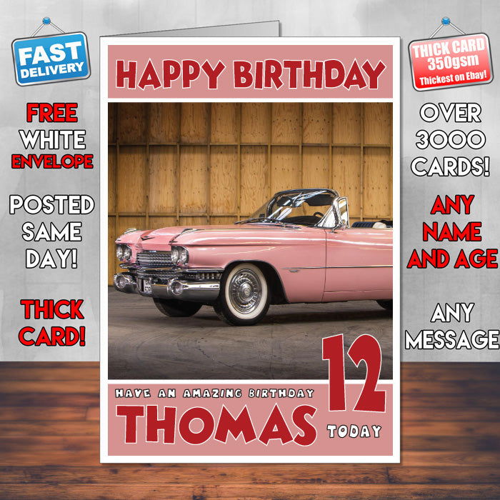 Personalised Kids - Adults - Cadillac-3 Cars Birthday Card (SA) – Personalised Kids - Adults - Cadillac-3 Cars Birthday Card