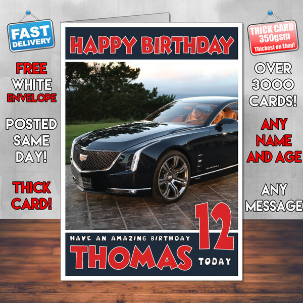 Personalised Kids - Adults - Cadillac-6 Cars Birthday Card