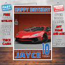 Personalised Kids - Adults - Lamborghini-14 Birthday Card (SA)